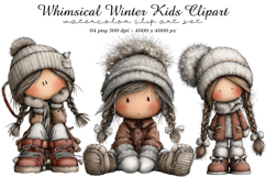 Whimsical Winter Kids Clipart Product Image 1