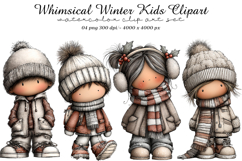 Whimsical Winter Kids Clipart Product Image 1