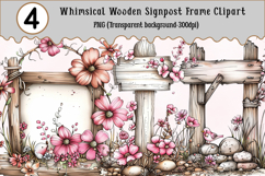 Whimsical Wooden Signpost Frame Clipart Product Image 1
