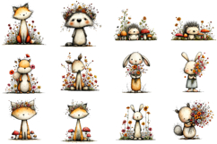 Whimsical Woodland Animals Clipart Product Image 3