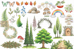 Whimsical Woodland Clipart set all at 300 dpi and with a transparent background.