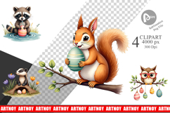 Woodland Friends Easter Clipart Product Image 1