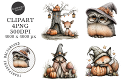 Whimsical Woodland Halloween Clipart Product Image 1