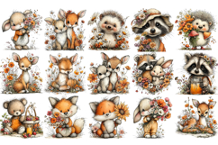 Whimsical Woodland Summer Animals Clipart Product Image 2