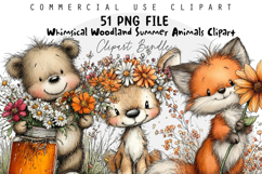 Whimsical Woodland Summer Animals Clipart Product Image 1