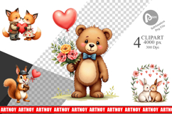 Woodland Valentine Storybook Clipart Product Image 1