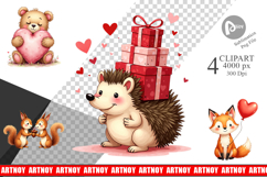 Woodland Valentine Clipart Product Image 1