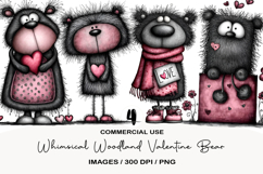 Whimsical Woodland Valentine Bear Clipart Product Image 1