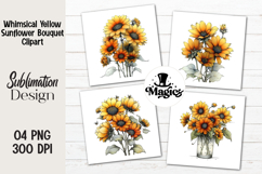 Whimsical Yellow Sunflower Bouquet Clipart Product Image 1