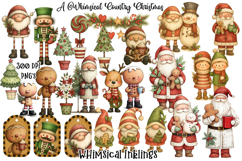 Whimsical Country Christmas Clipart| Christmas Sublimation Product Image 1
