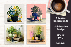 Whimsical Spring Herbs Digital Paper Vol. 2.1, 4 PNG &amp; JPEG Product Image 1