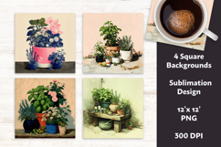 Whimsical Spring Herbs Digital Paper Vol. 2.10, 4 PNG &amp; JPEG Product Image 1