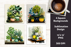 Whimsical Spring Herbs Digital Paper Vol. 2.3, 4 PNG &amp; JPEG Product Image 1