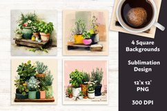 Whimsical Spring Herbs Digital Paper Vol. 2.4, 4 PNG &amp; JPEG Product Image 1