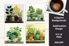 Whimsical Spring Herbs Digital Paper Vol. 2.5, 4 PNG &amp; JPEG Product Image 1