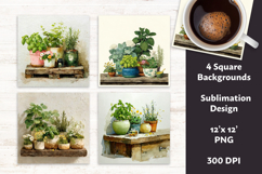 Whimsical Spring Herbs Digital Paper Vol. 2.6, 4 PNG &amp; JPEG Product Image 1