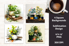 Whimsical Spring Herbs Digital Paper Vol. 2.7, 4 PNG &amp; JPEG Product Image 1