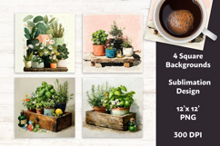 Whimsical Spring Herbs Digital Paper Vol. 2.8, 4 PNG &amp; JPEG Product Image 1