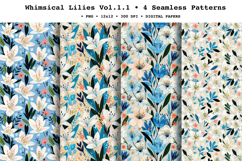 Whimsical Lilies Seamless Pattern Vol.1.1 - 4 PNG Product Image 1