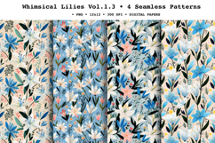 Whimsical Lilies Seamless Pattern Vol.1.3 - 4 PNG Product Image 1