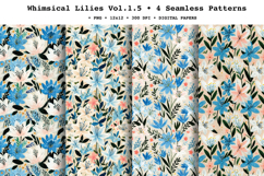 Whimsical Lilies Seamless Pattern Vol.1.5 - 4 PNG Product Image 1