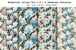 Whimsical Lilies Seamless Pattern Vol.1.6 - 4 PNG Product Image 1