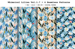 Whimsical Lilies Seamless Pattern Vol.1.7 - 4 PNG Product Image 1