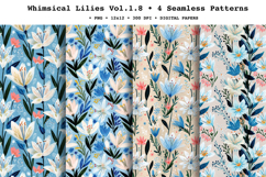 Whimsical Lilies Seamless Pattern Vol.1.8 - 4 PNG Product Image 1