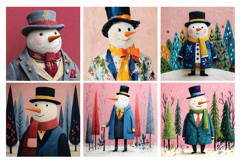 Whimsical Snowmen Digital Paper Vol.1, 40 PNG &amp; JPEG Product Image 6