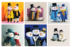 Whimsical Snowmen Digital Paper Vol.1, 40 PNG &amp; JPEG Product Image 7