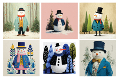 Whimsical Snowmen Digital Paper Vol.2, 40 PNG &amp; JPEG Product Image 2