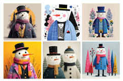 Whimsical Snowmen Digital Paper Vol.2, 40 PNG &amp; JPEG Product Image 3