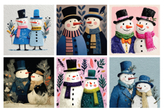 Whimsical Snowmen Digital Paper Vol.2, 40 PNG &amp; JPEG Product Image 7