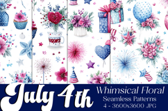July 4th Patterns, 4th of July Whimsy Floral Patterns, s2 Product Image 1