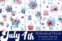 July 4th Patterns, 4th of July Whimsy Floral Patterns, s3 Product Image 1