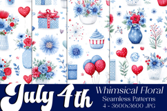 July 4th Patterns, 4th of July Whimsy Floral Patterns, s5 Product Image 1