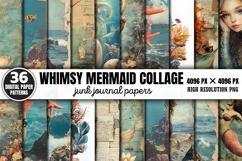 Whimsy Mermaid Collage Journal Paper Bundle PNG Product Image 1