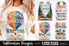 Whimsical reading sublimation PNG, Reading 4 PNG, Book Lover Product Image 4
