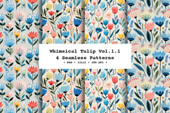 Whimsical Tulip Seamless Pattern Vol.1.1 - 4 PNG Product Image 1