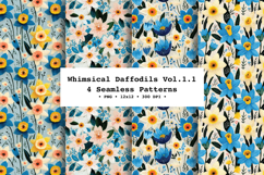 Whimsical Daffodils Seamless Pattern Vol.1.1 - 4 PNG Product Image 1
