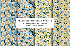 Whimsical Daffodils Seamless Pattern Vol.1.2 - 4 PNG Product Image 1