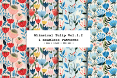 Whimsical Tulip Seamless Pattern Vol.1.2 - 4 PNG Product Image 1