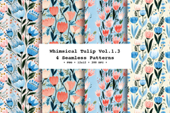 Whimsical Tulip Seamless Pattern Vol.1.3 - 4 PNG Product Image 1