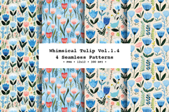 Whimsical Tulip Seamless Pattern Vol.1.4 - 4 PNG Product Image 1