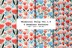 Whimsical Tulip Seamless Pattern Vol.1.5 - 4 PNG Product Image 1