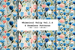 Whimsical Tulip Seamless Pattern Vol.1.6 - 4 PNG Product Image 1