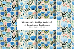 Whimsical Tulip Seamless Pattern Vol.1.9 - 4 PNG Product Image 1