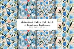 Whimsical Tulip Seamless Pattern Vol.1.10 - 4 PNG Product Image 1