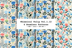 Whimsical Tulip Seamless Pattern Vol.1.12 - 4 PNG Product Image 1