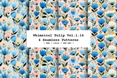 Whimsical Tulip Seamless Pattern Vol.1.14 - 4 PNG Product Image 1